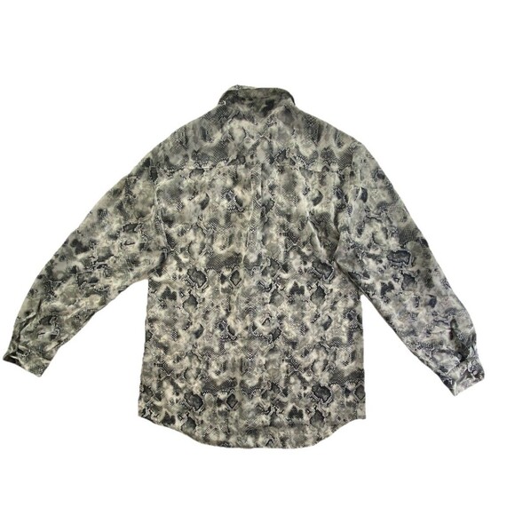 Kardashian Kollection Python Snakeskin Button Up Shirt Blouse Top L Roll Tab - Picture 3 of 6